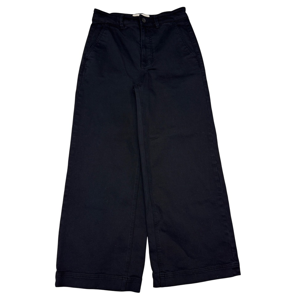Everlane Wide Leg Crop Jeans Womens Size 2 Black Stretch Casual High Rise